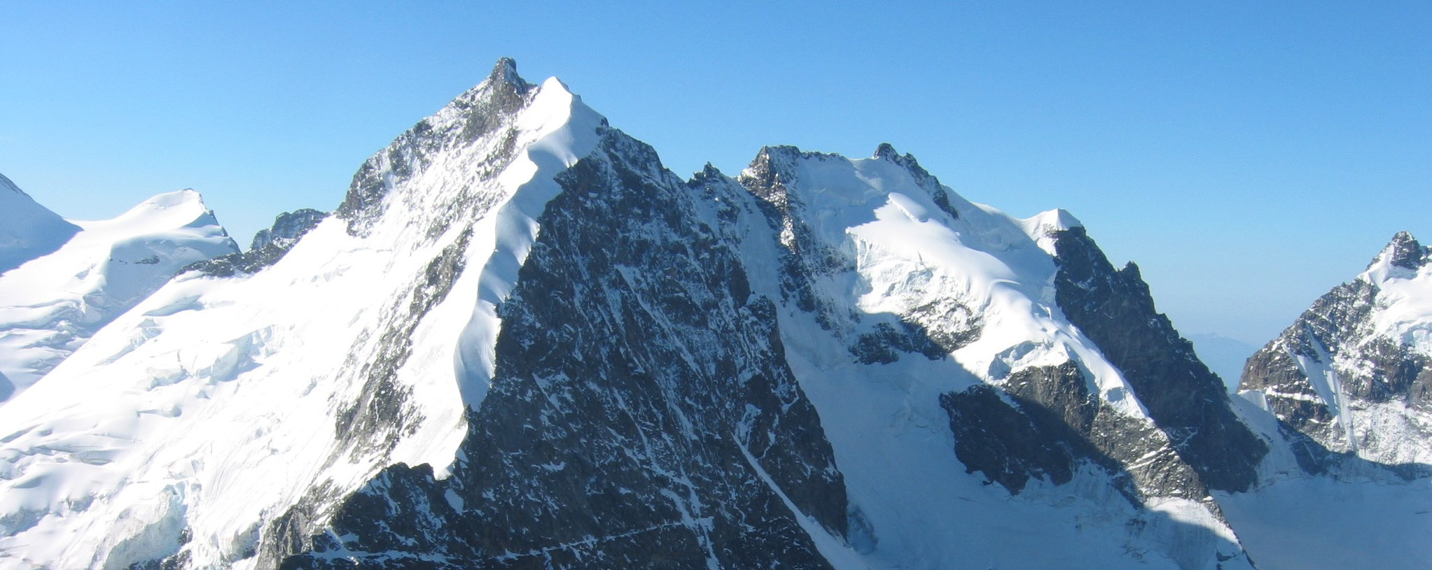 Blick vom Piz Morteratsch auf Piz Bernina, Biancograt - 2005